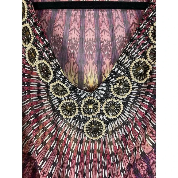 Autumn Saint James Beaded Butterfly Top Blouse Multicolor Boho Hippie Size XS - Picture 3 of 6